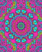 Vibrant Psychedelic Mandala Pattern Rug