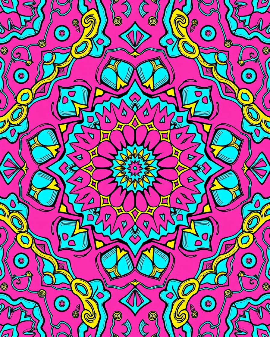 Vibrant Psychedelic Mandala Pattern Rug