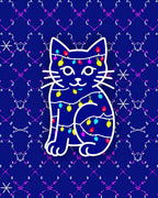 Cute Cat String Lights Pattern Rug
