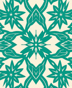 Teal And Cream Geometric Floral Pattern Rug