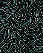 Abstract Teal White Wavy Lines Rug