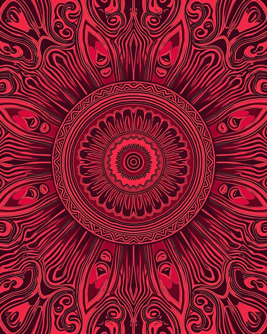 Intricate Red Mandala Pattern Rug