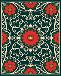 Red Floral Vines Vintage Style Rug