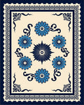 Blue Floral Medallion Cream Rug