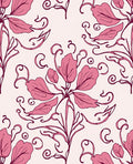 Pink Floral Vine Swirl Pattern Rug