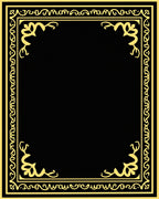 Black Gold Ornate Vintage Border Rug