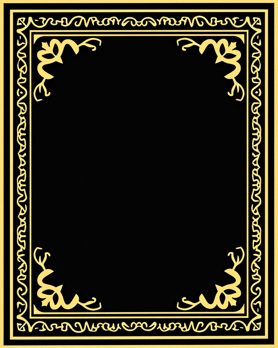 Black Gold Ornate Vintage Border Rug