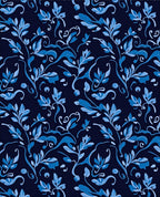 Blue Floral Vine Pattern Rug