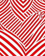 Red White Bold Stripe Pattern Rug