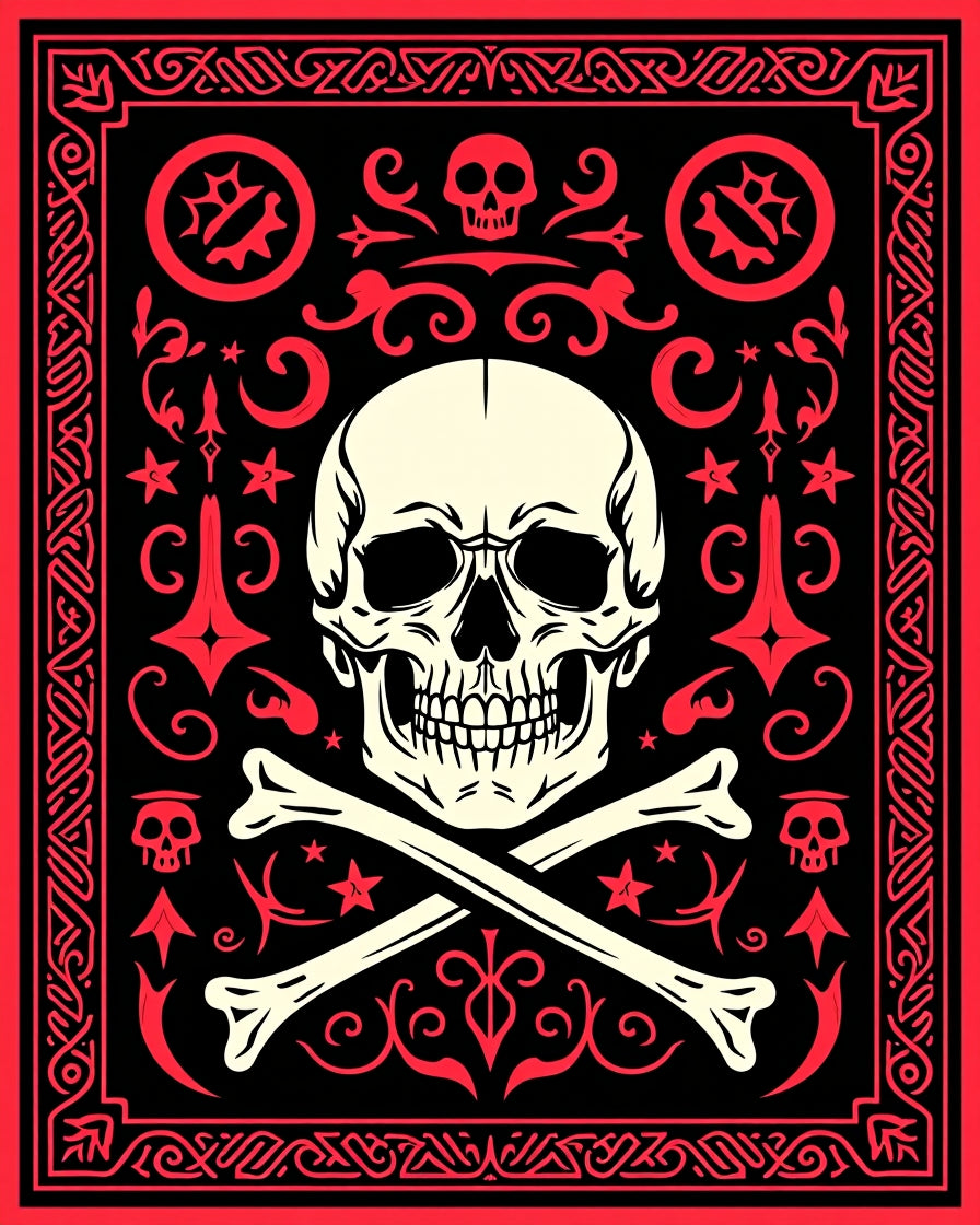 Edgy Skull Bones Pattern Rug