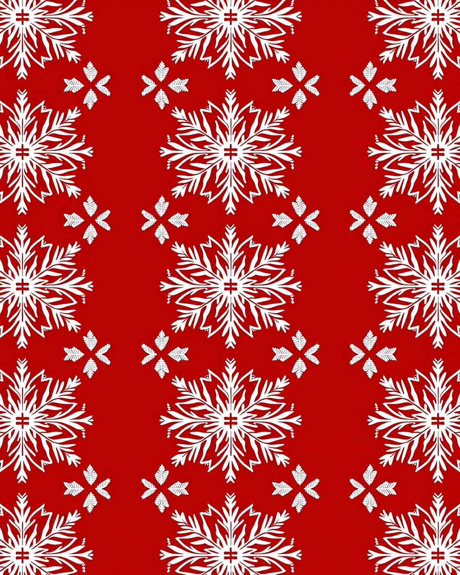 Bold Red White Snowflake Repeat Rug