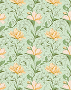 Ethereal Peach Floral Botanical Design Rug