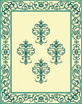Ornate Floral Damask Pattern Rug