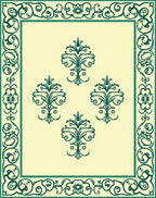 Ornate Floral Damask Pattern Rug