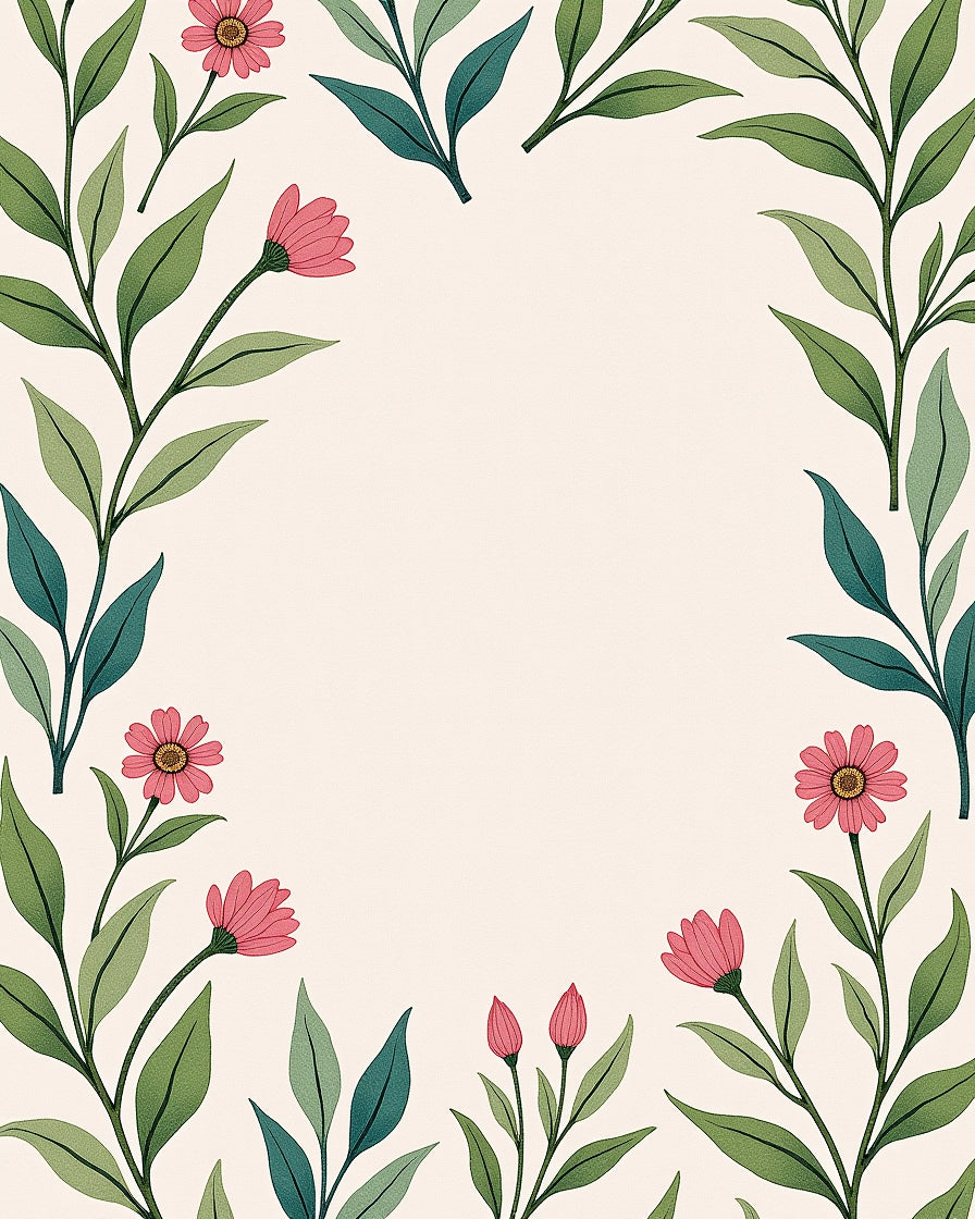 Pink Blossom Leaf Garden Pattern Rug