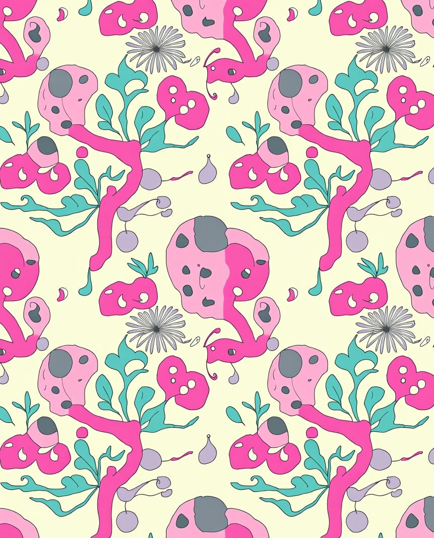 Whimsical Pink And Teal Abstract Pattern Rug