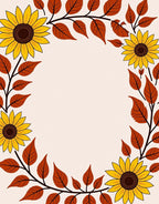 Autumn Sunflower Vine Pattern Rug