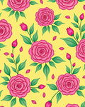 Bright Pink Roses Floral Pattern Rug