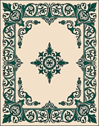 Elegant Emerald Green Floral Scroll Rug