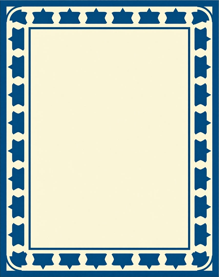 Geometric Star Border Blue Ivory Rug