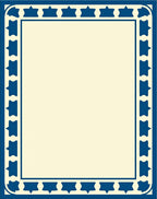 Geometric Star Border Blue Ivory Rug