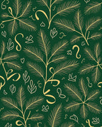 Green Gold Botanical Sketch Rug
