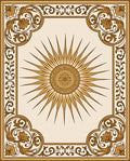 Golden Sunburst Floral Frame Rug