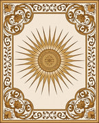Golden Sunburst Floral Frame Rug