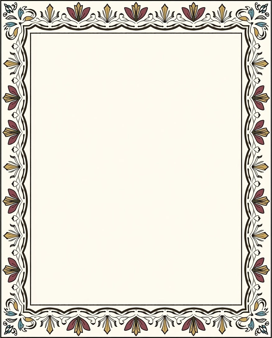 Ornate Floral Border Pattern Design Rug