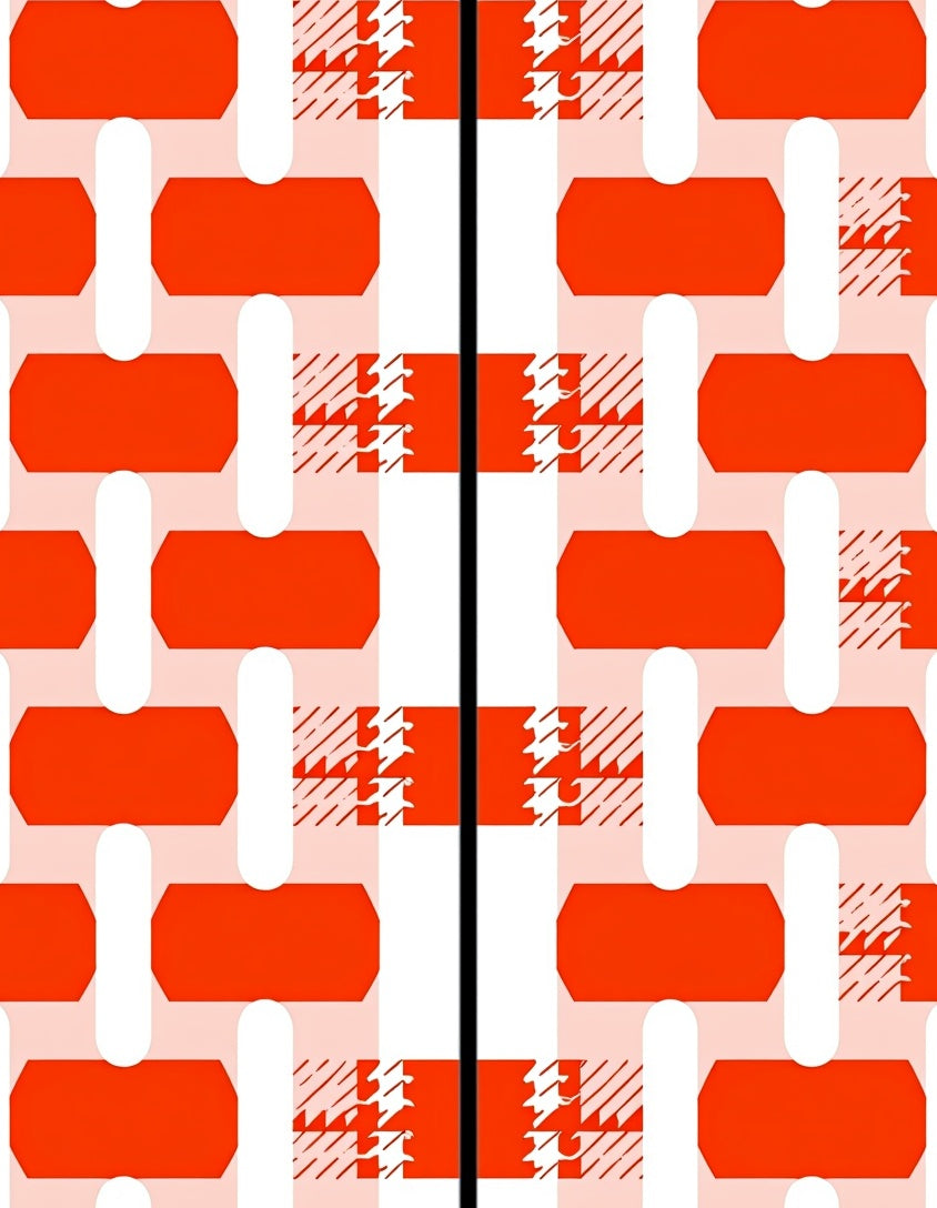 Orange Plaid Rounded Rectangles Design Rug