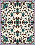 Ornate Floral Vine Medallion Pattern Rug