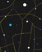 Cosmic Yellow Constellation Pattern Rug