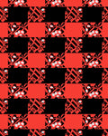 Red Black Geometric Floral Patchwork Rug