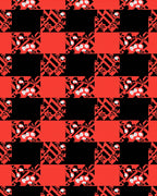 Red Black Geometric Floral Patchwork Rug