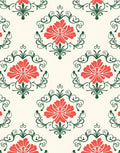 Coral Flower Damask Pattern Rug