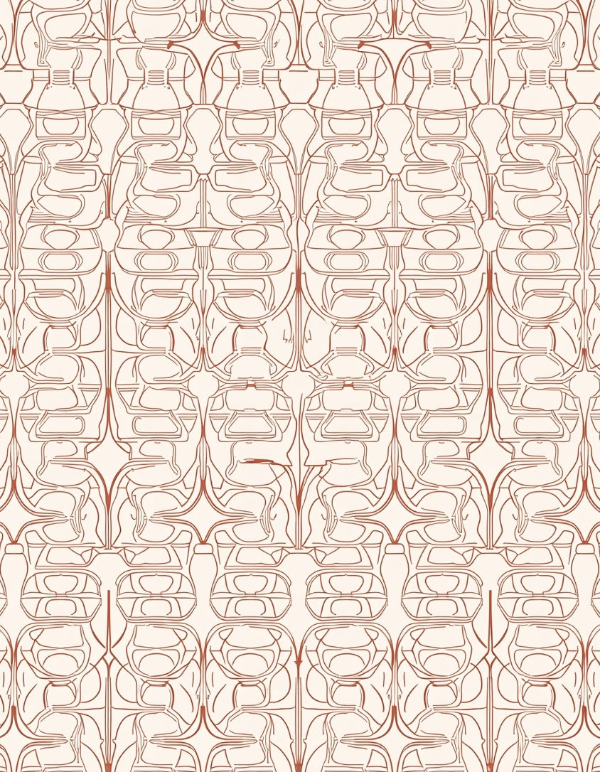 Retro Abstract Stylized Organic Lines Rug