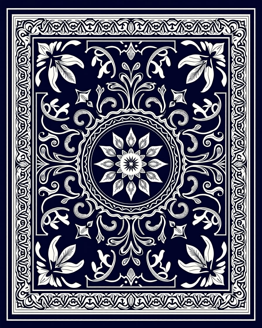 Intricate Floral Medallion Pattern Rug