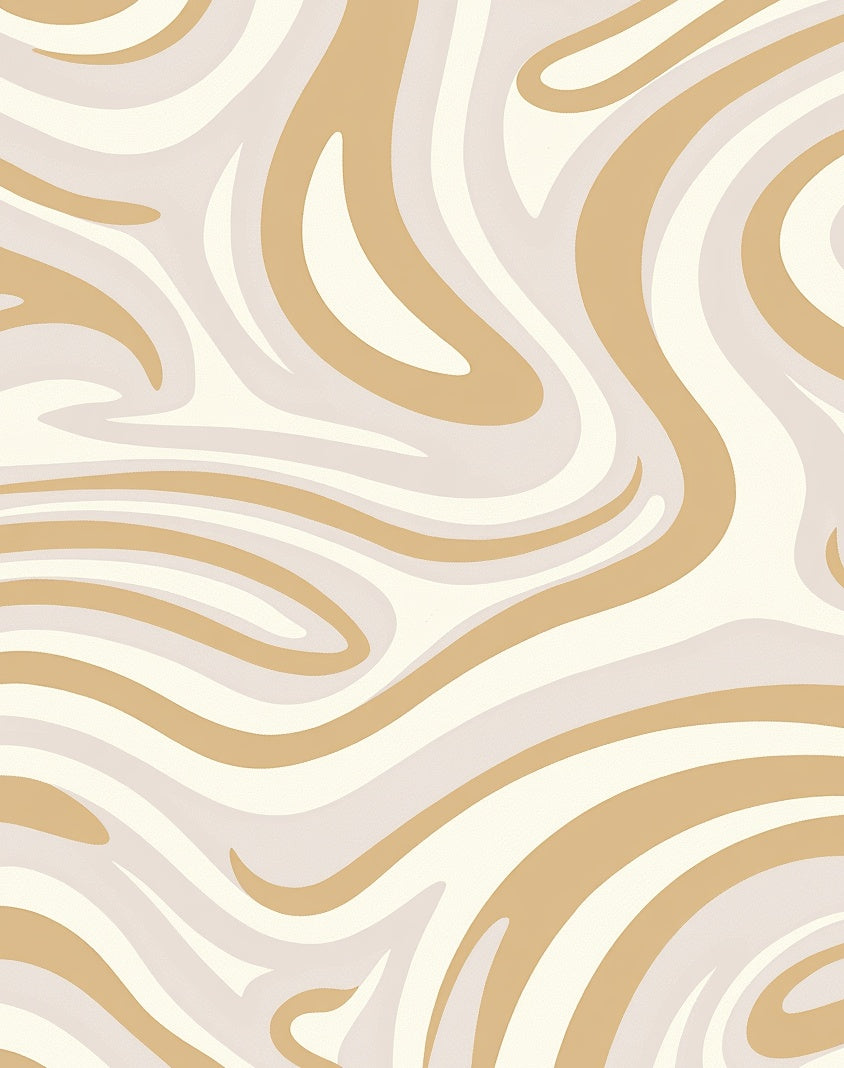 Retro Swirl Cream and Gold Rug