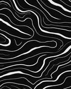 Black White Wavy Stripe Accents Rug