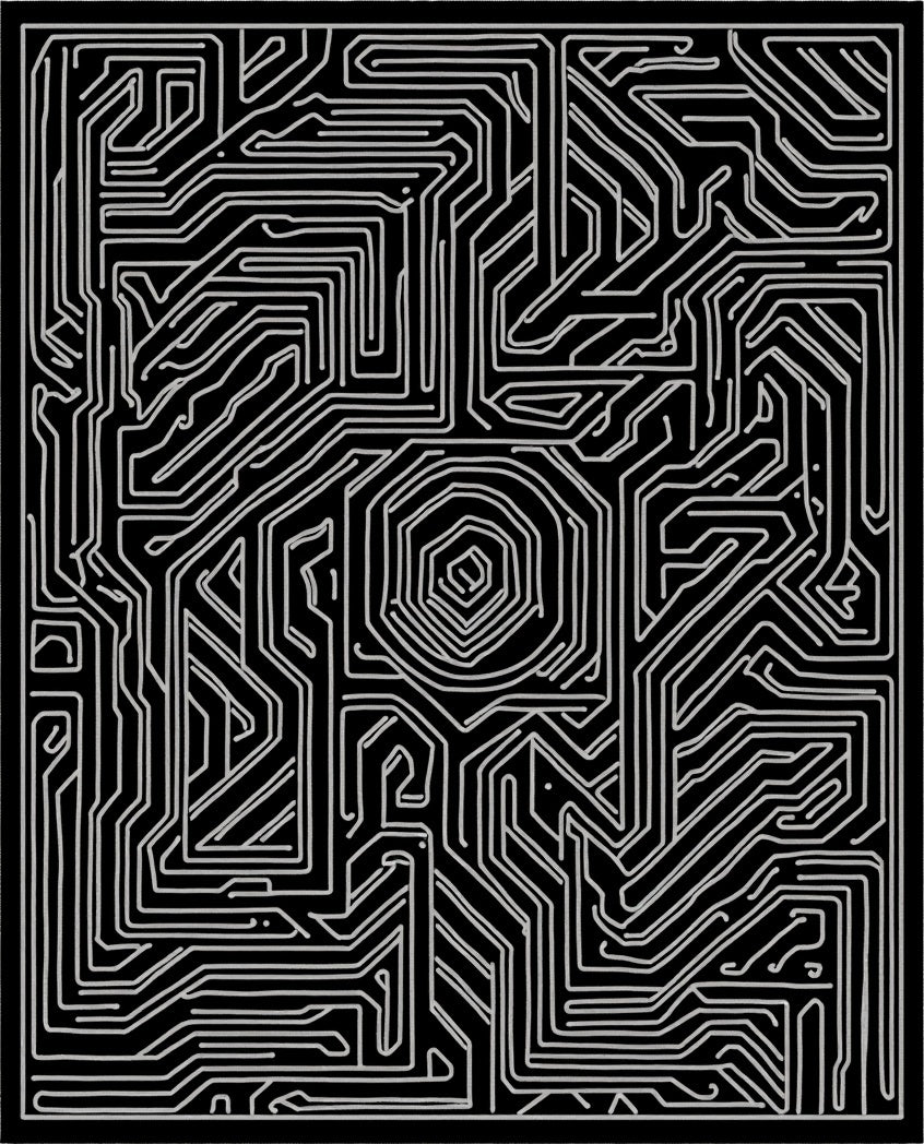 Circuit Board Pattern Geometric Rug