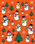 Whimsical Snowman Christmas Tree Design Rug