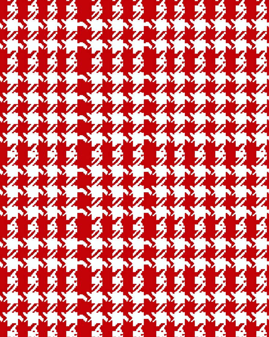 Classic Houndstooth Pattern Red White Rug