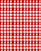 Classic Houndstooth Pattern Red White Rug