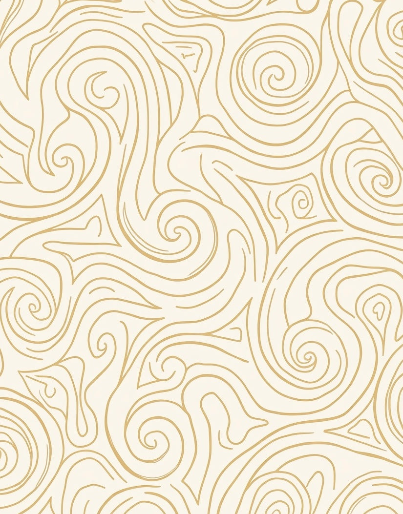 Cream Gold Swirl Abstract Pattern Rug