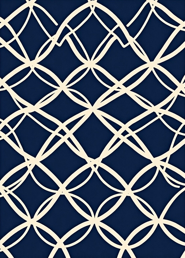 Interlocking Circles Navy Pattern Rug