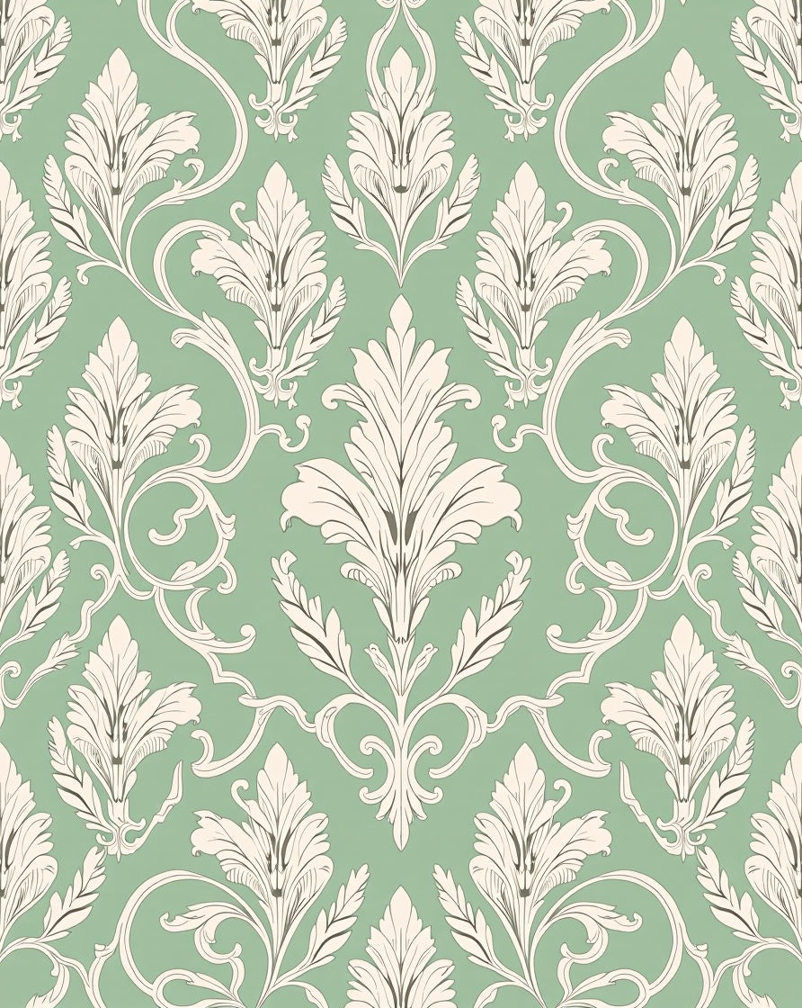 Elegant Damask Scrollwork Pattern Rug