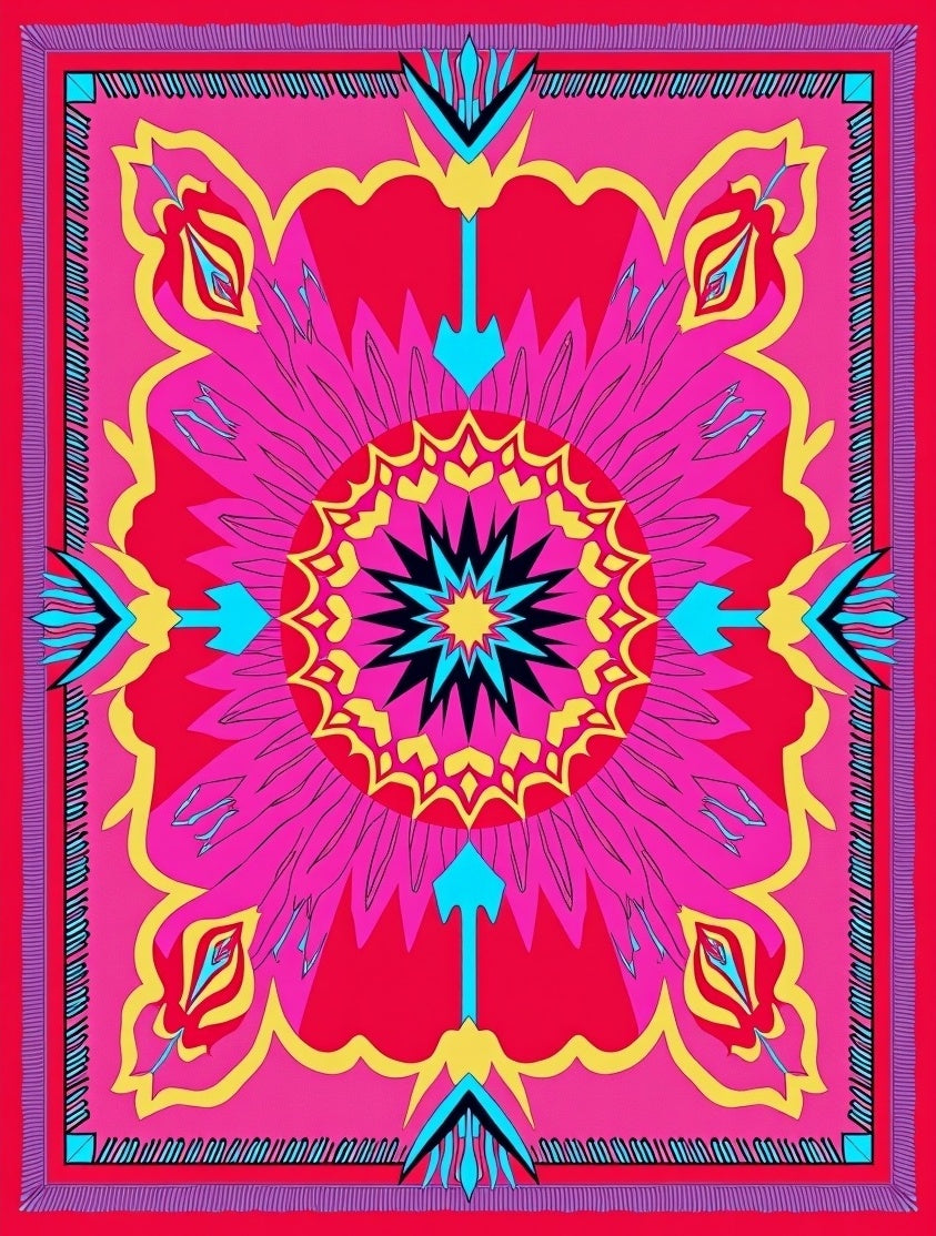 Vibrant Mandala Floral Graphic Rug