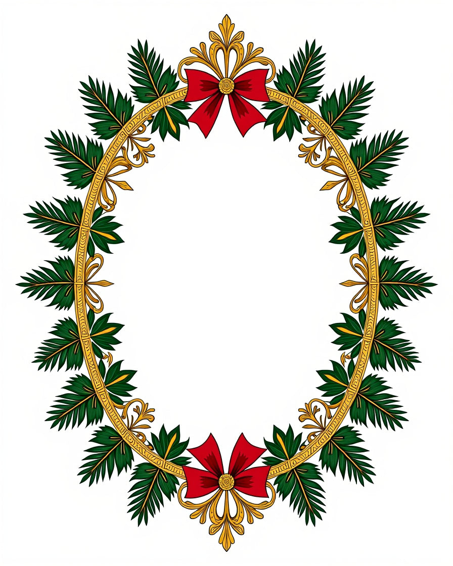 Ornate Green Foliage Red Bow Design Rug