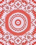 Circular Red White Floral Mandala Rug
