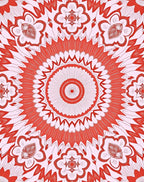 Circular Red White Floral Mandala Rug